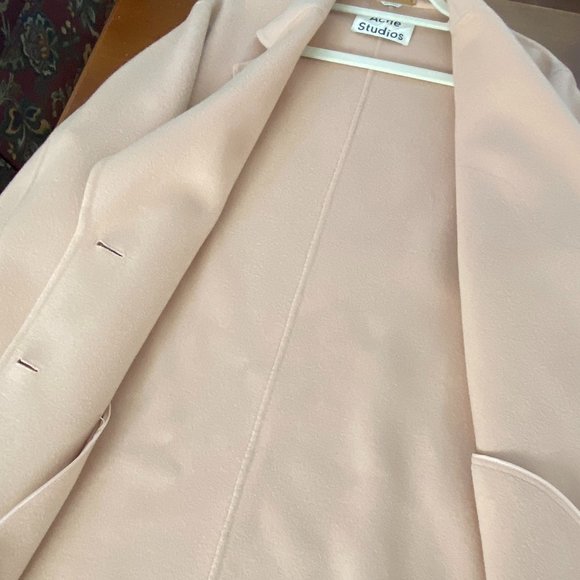 ACNE STUDIOS COAT LANDI DOUBLE FACE WOOL CASHMERE COAT PASTEL PINK SIZE 40 M - Picture 7 of 12